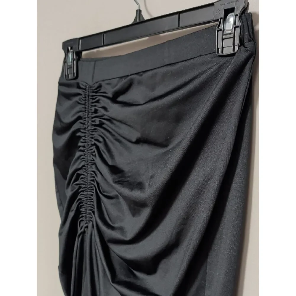 Princess Polly Black Ruched Midi Skirt